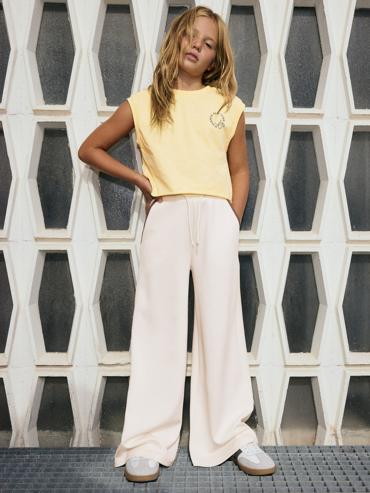 Calça malha Osso (Creme / Pérola)  para Menina - Mayoral