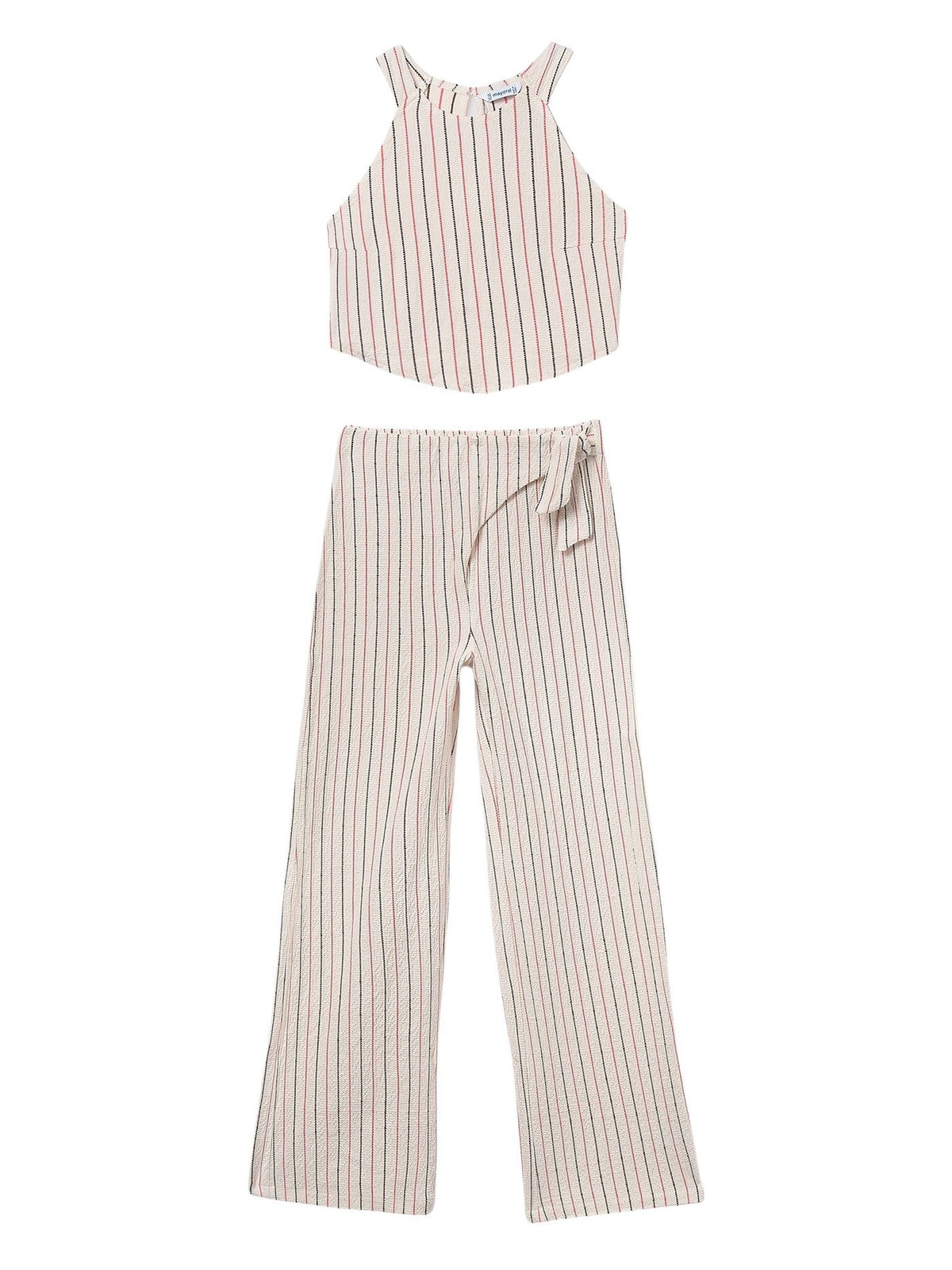 Conj. calça riscas Crú-coral (Tijolo)  para Menina - Mayoral