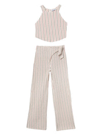 Conj. calça riscas Crú-coral (Tijolo)  para Menina - Mayoral