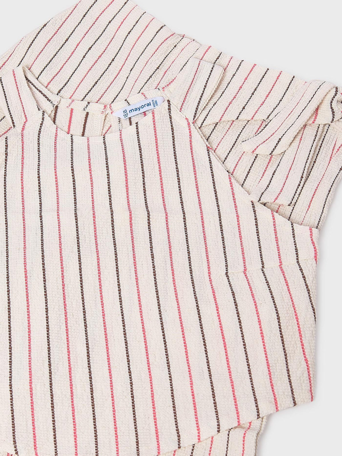 Conj. calça riscas Crú-coral (Tijolo)  para Menina - Mayoral