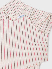 Conj. calça riscas Crú-coral (Tijolo)  para Menina - Mayoral