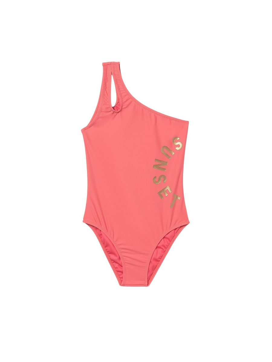 Fato de banho assimétrico Flamingo (Salmão)  para Menina - Mayoral