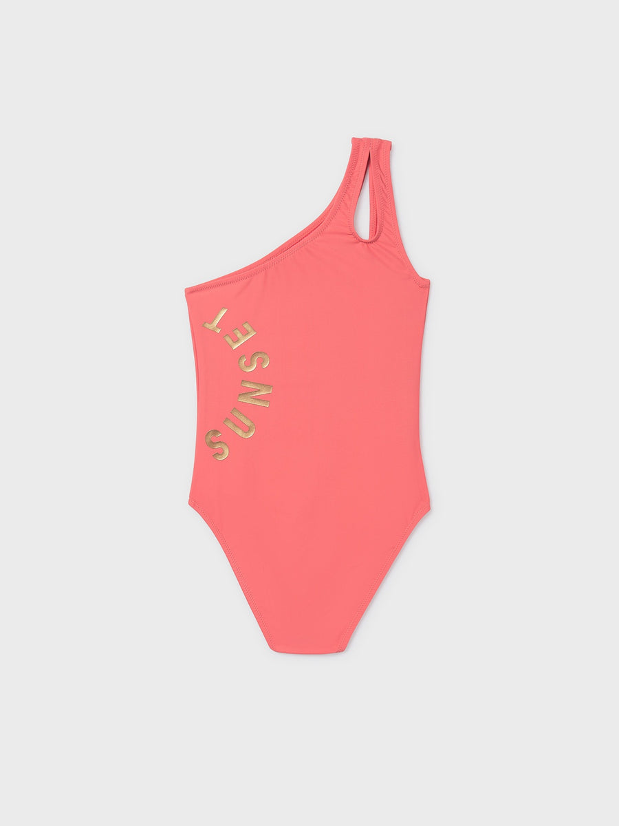 Fato de banho assimétrico Flamingo (Salmão)  para Menina - Mayoral