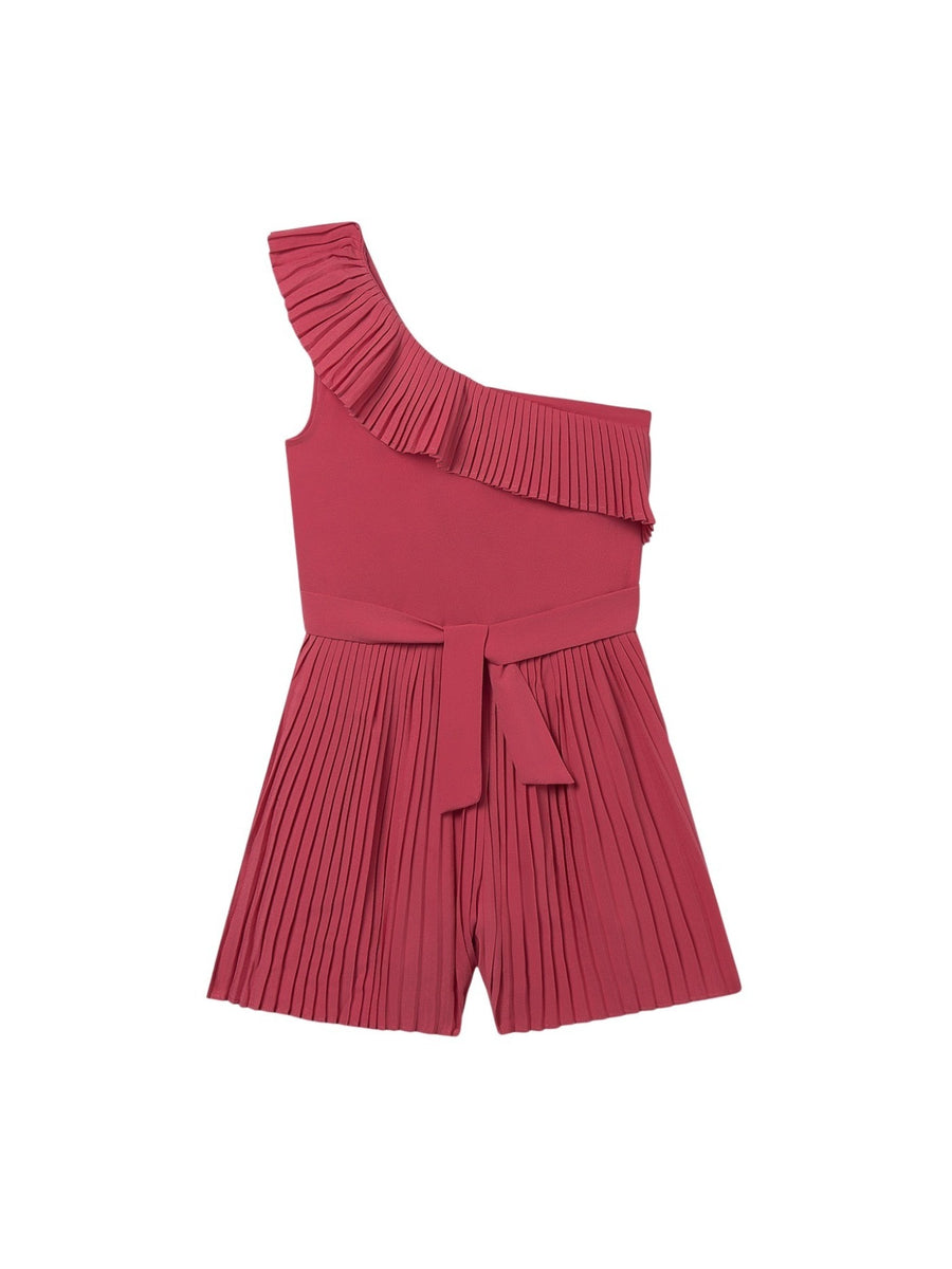 Macacão curto plissado Coral (Tijolo)  para Menina - Mayoral