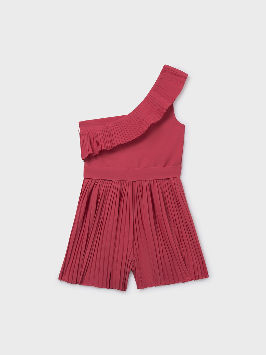 Macacão curto plissado Coral (Tijolo)  para Menina - Mayoral