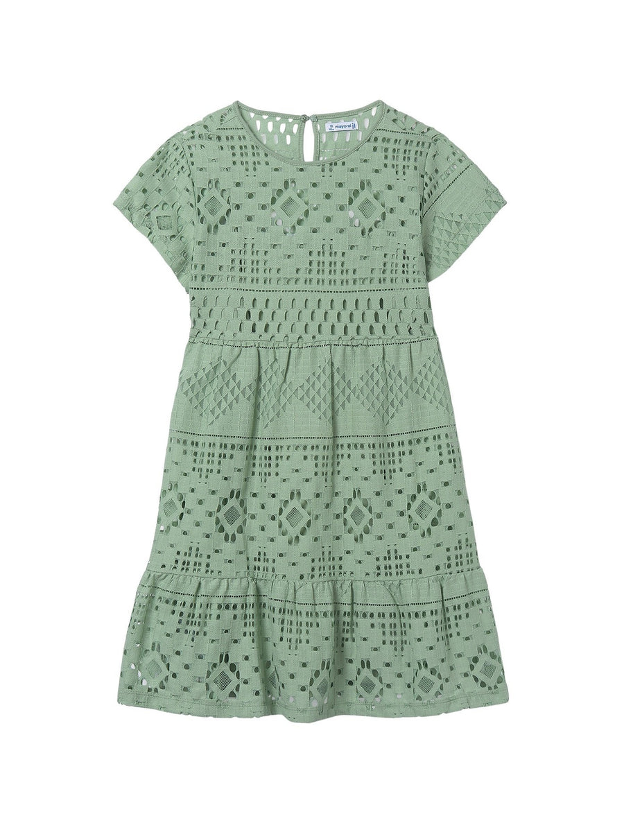 Vestido renda Sálvia (Verde seco)  para Menina - Mayoral
