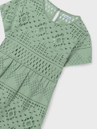 Vestido renda Sálvia (Verde seco)  para Menina - Mayoral
