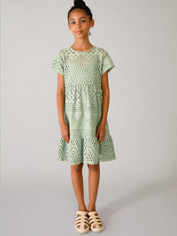 Vestido renda Sálvia (Verde seco)  para Menina - Mayoral