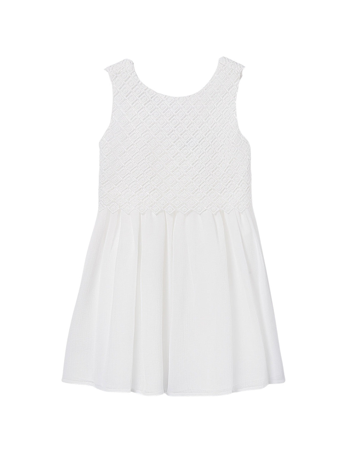 Vestido combinado guipur Nata (Creme / Pérola)  para Menina - Mayoral