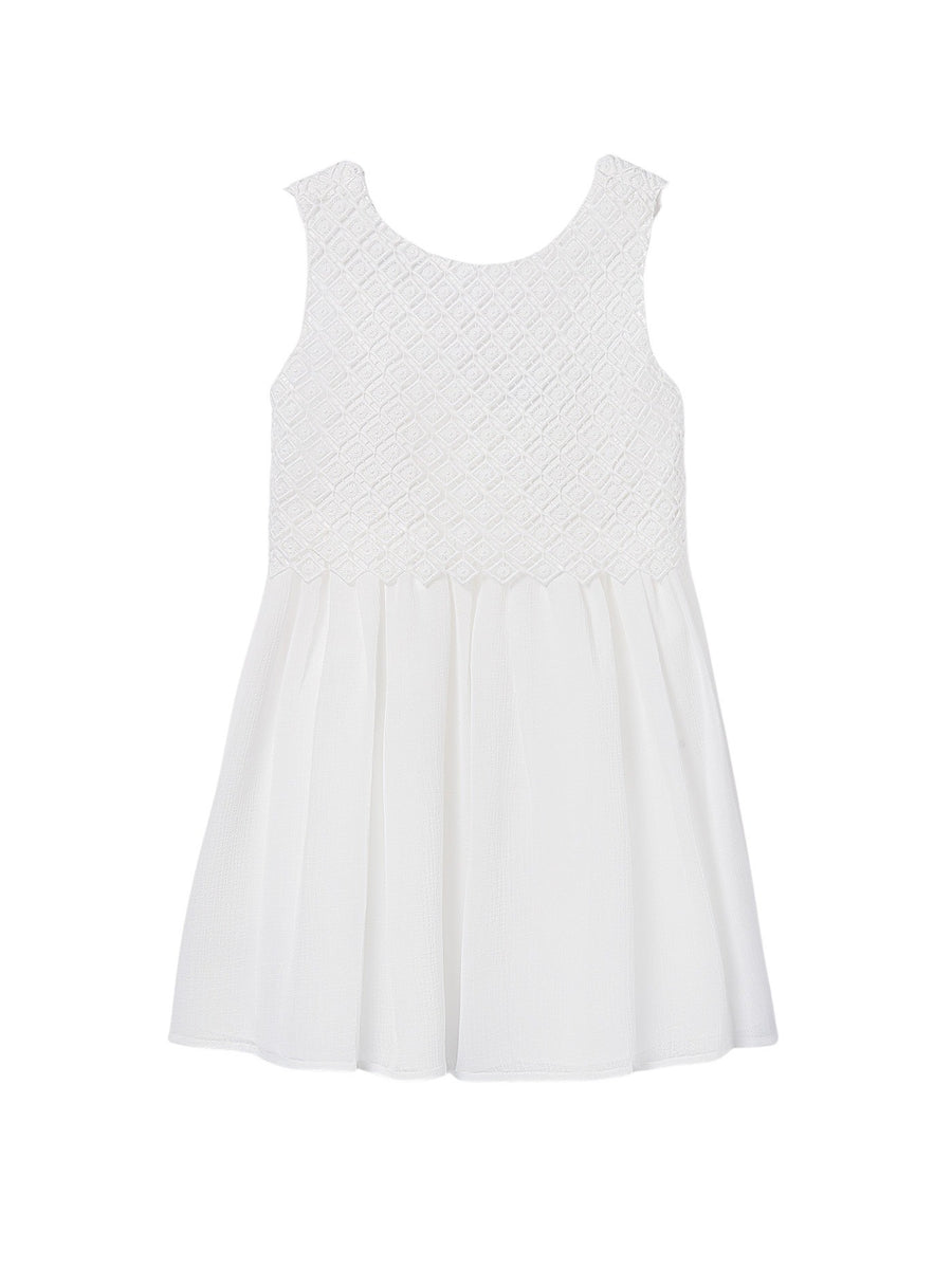 Vestido combinado guipur Nata (Creme / Pérola)  para Menina - Mayoral