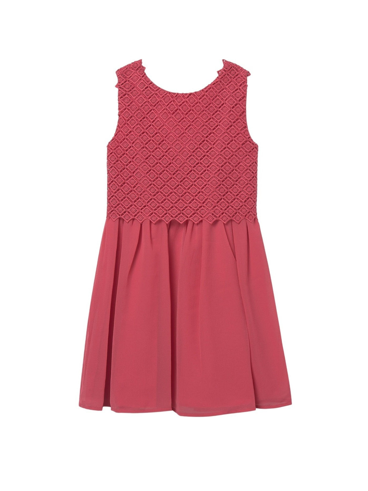 Vestido combinado guipur Coral (Tijolo)  para Menina - Mayoral
