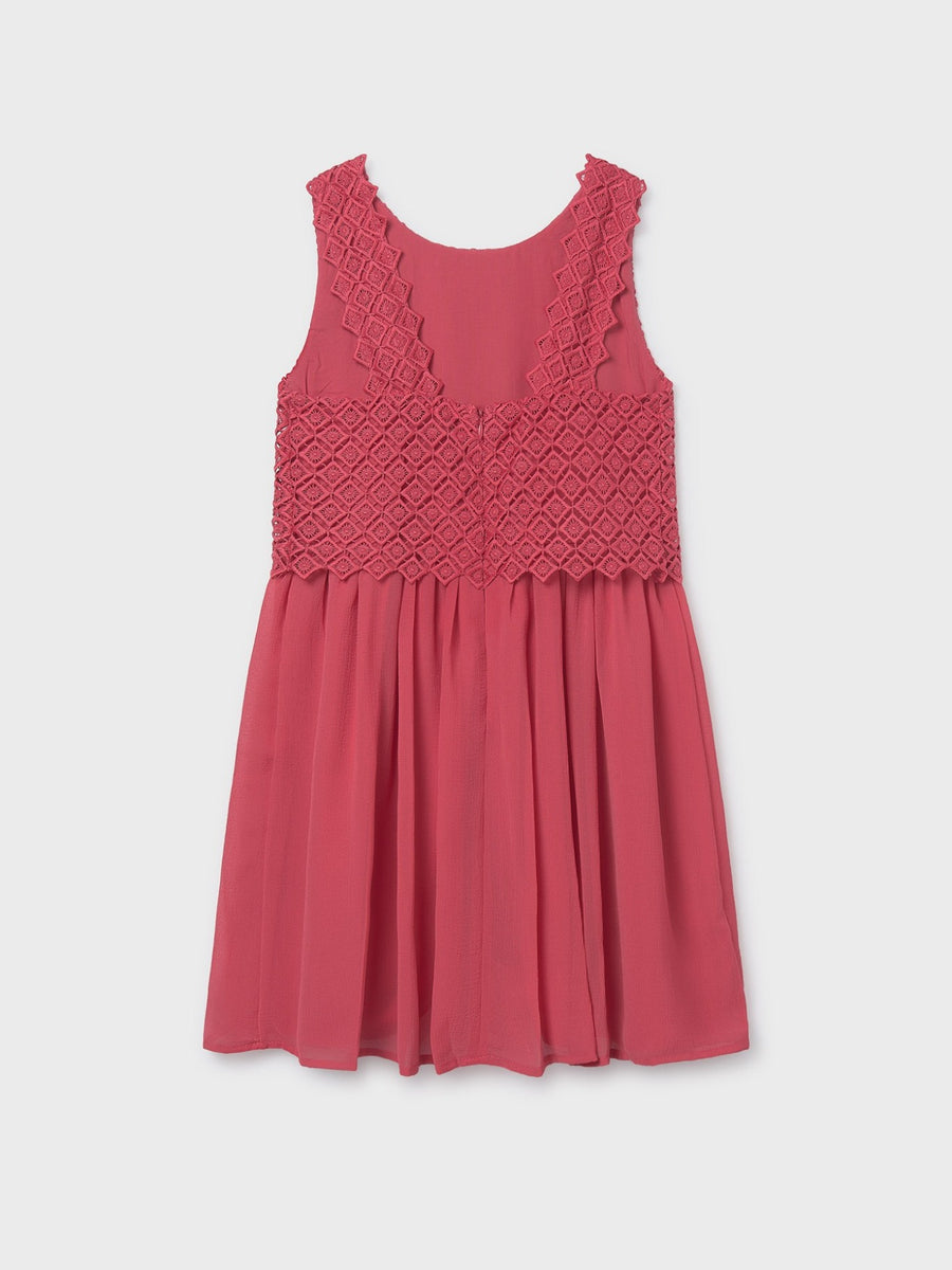 Vestido combinado guipur Coral (Tijolo)  para Menina - Mayoral