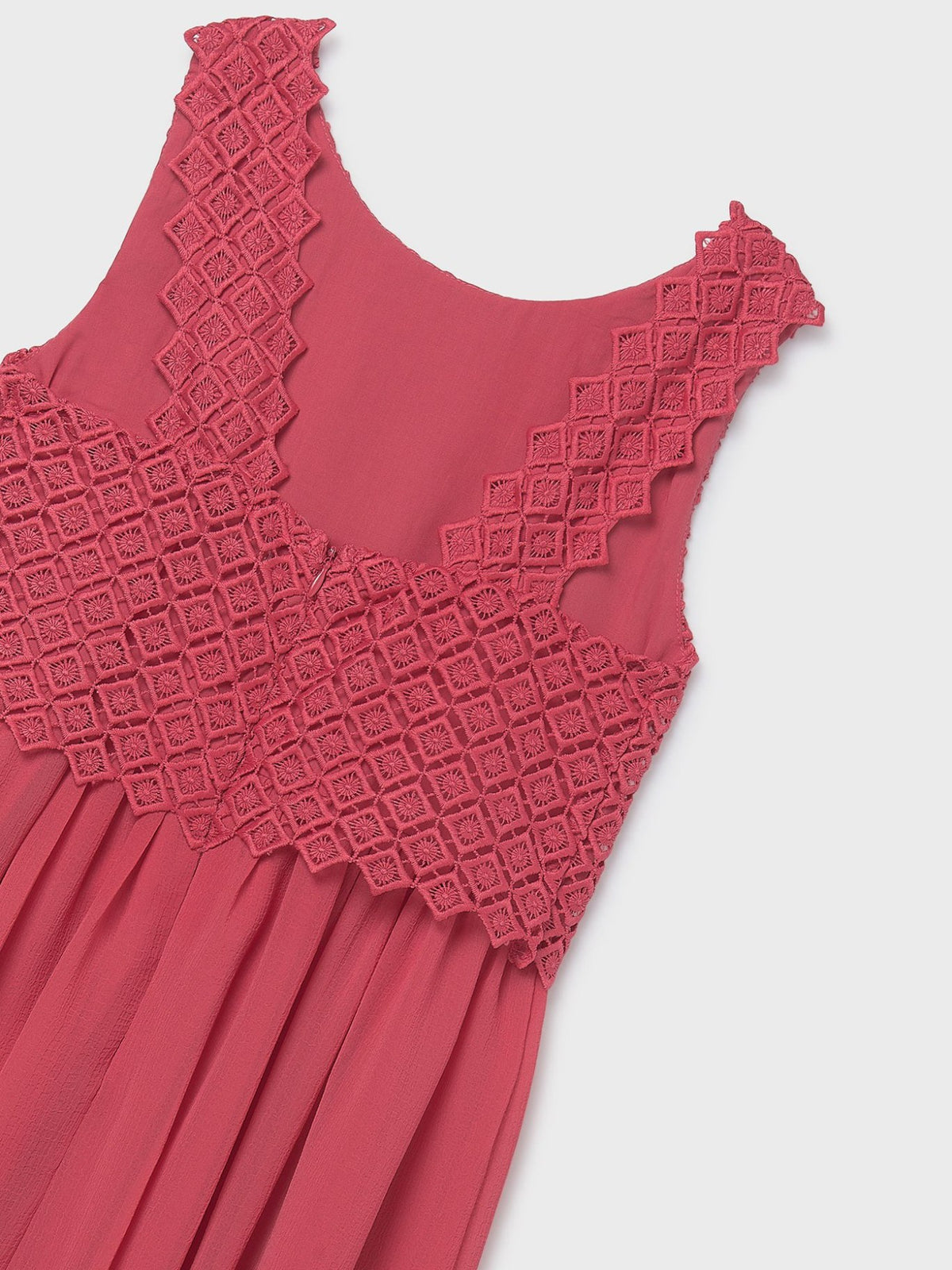 Vestido combinado guipur Coral (Tijolo)  para Menina - Mayoral
