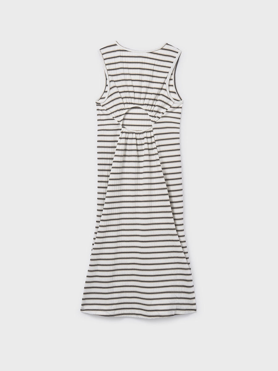 Vestido midi riscas Crú-preto (Preto)  para Menina - Mayoral