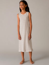 Vestido midi riscas Crú-preto (Preto)  para Menina - Mayoral