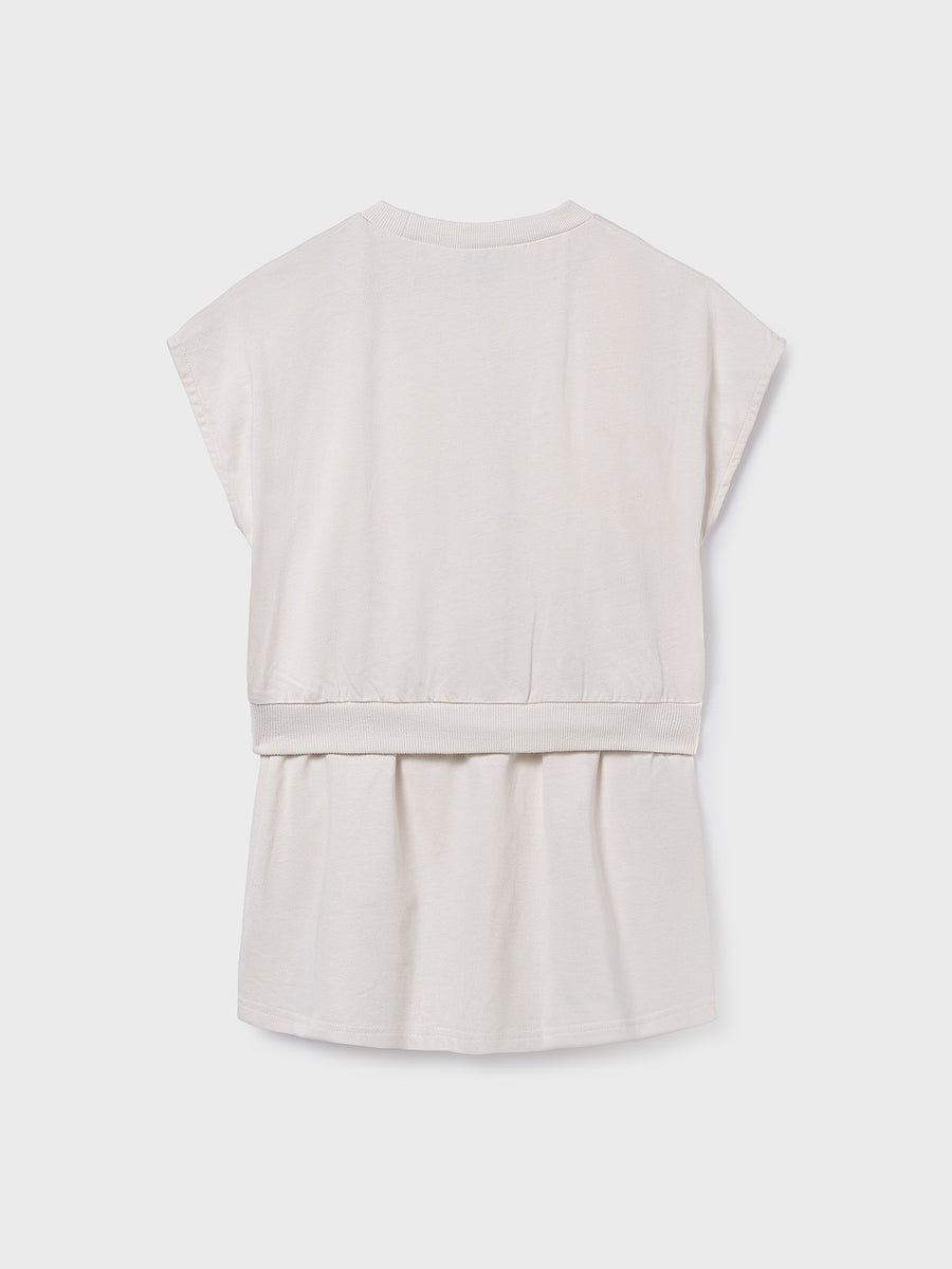 Conj.saia/top pespontos Osso (Creme / Pérola)  para Menina - Mayoral