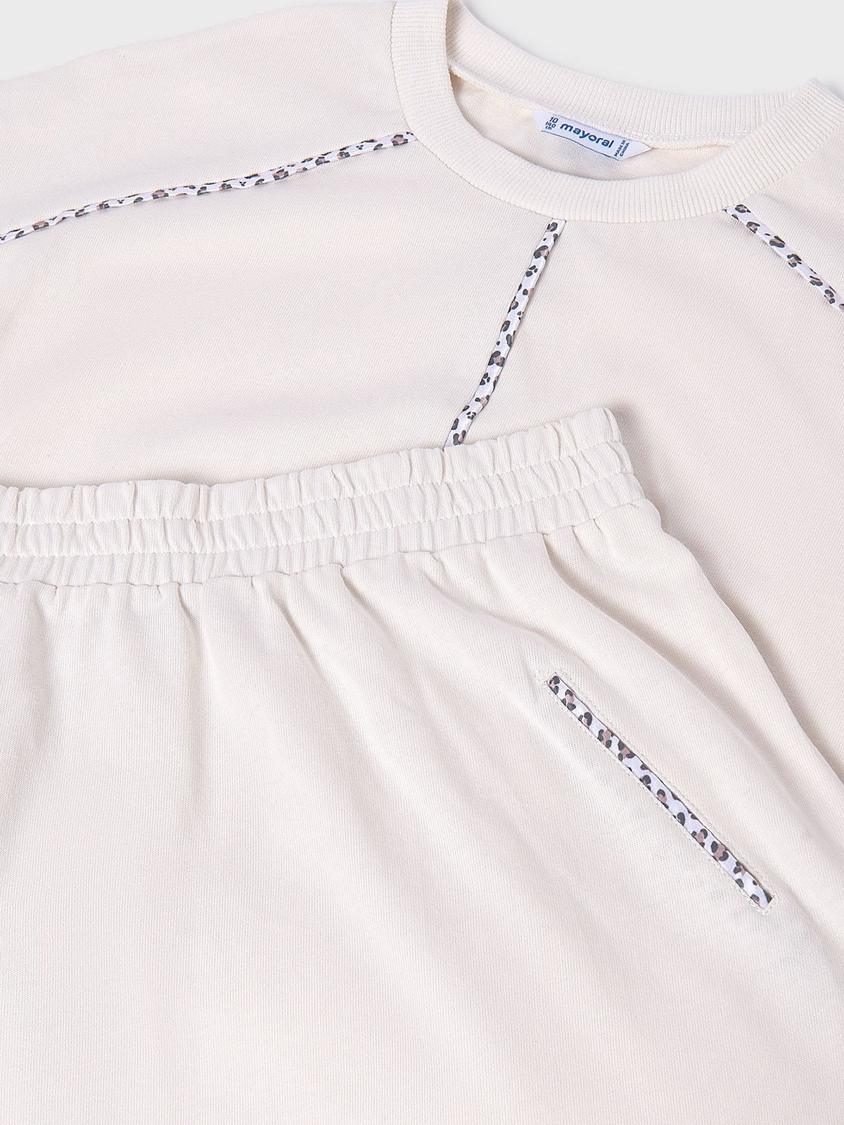 Conj.saia/top pespontos Osso (Creme / Pérola)  para Menina - Mayoral