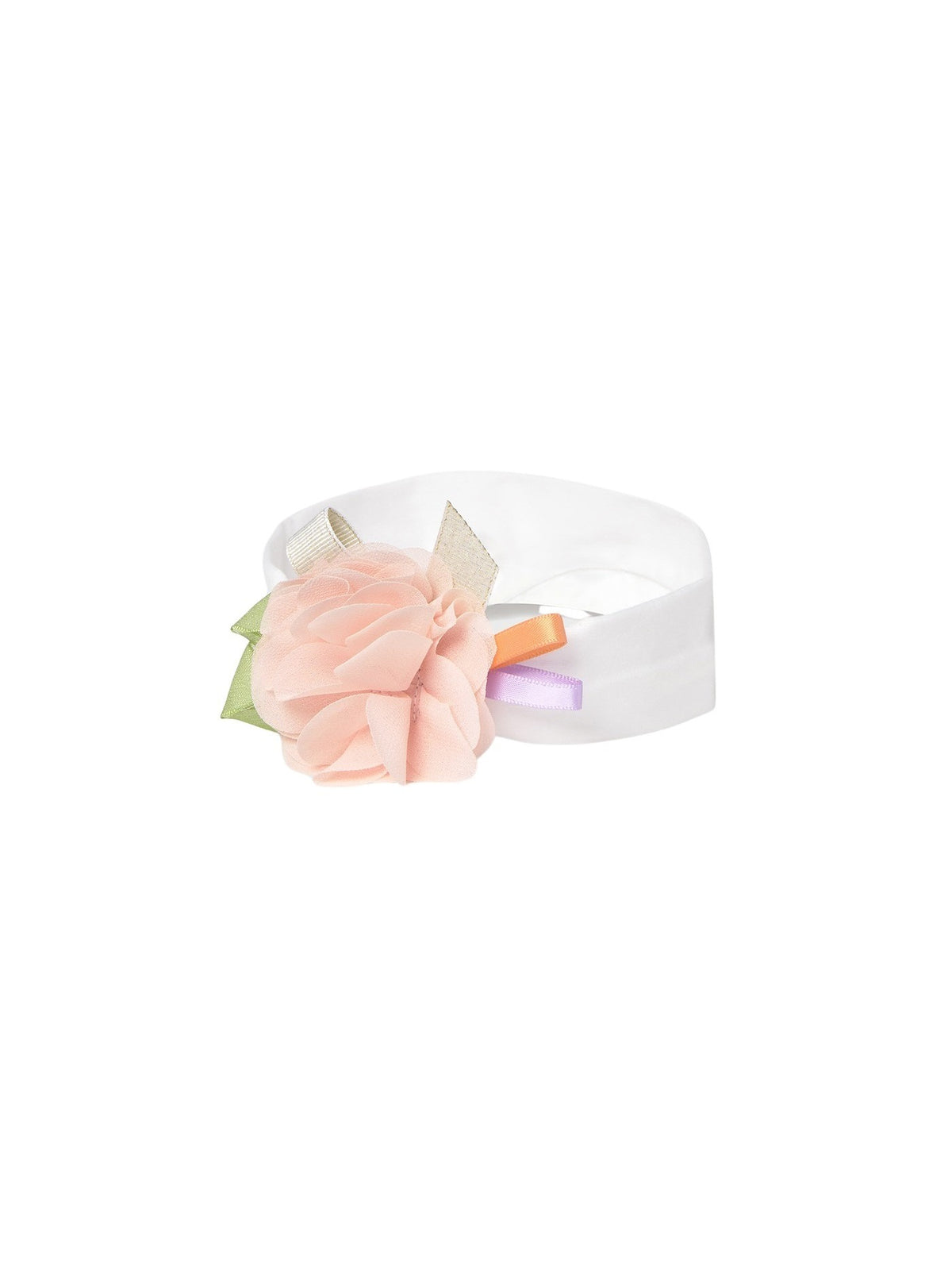Faixa de cabelo malha c/flor Crú (Creme / Pérola)  para Bebé Menina - Mayoral