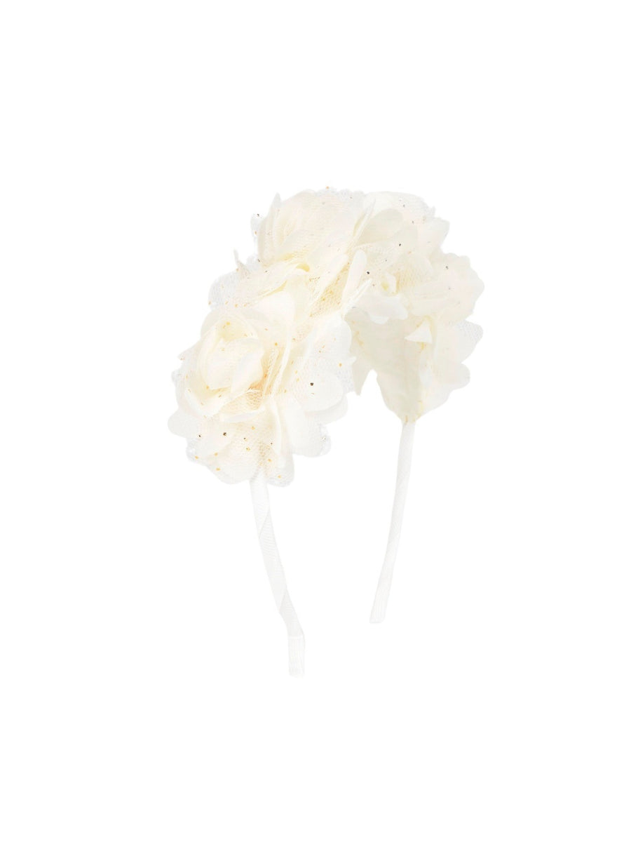 Bandolete flores tule Crú (Creme / Pérola)  para Bebé Menina - Mayoral