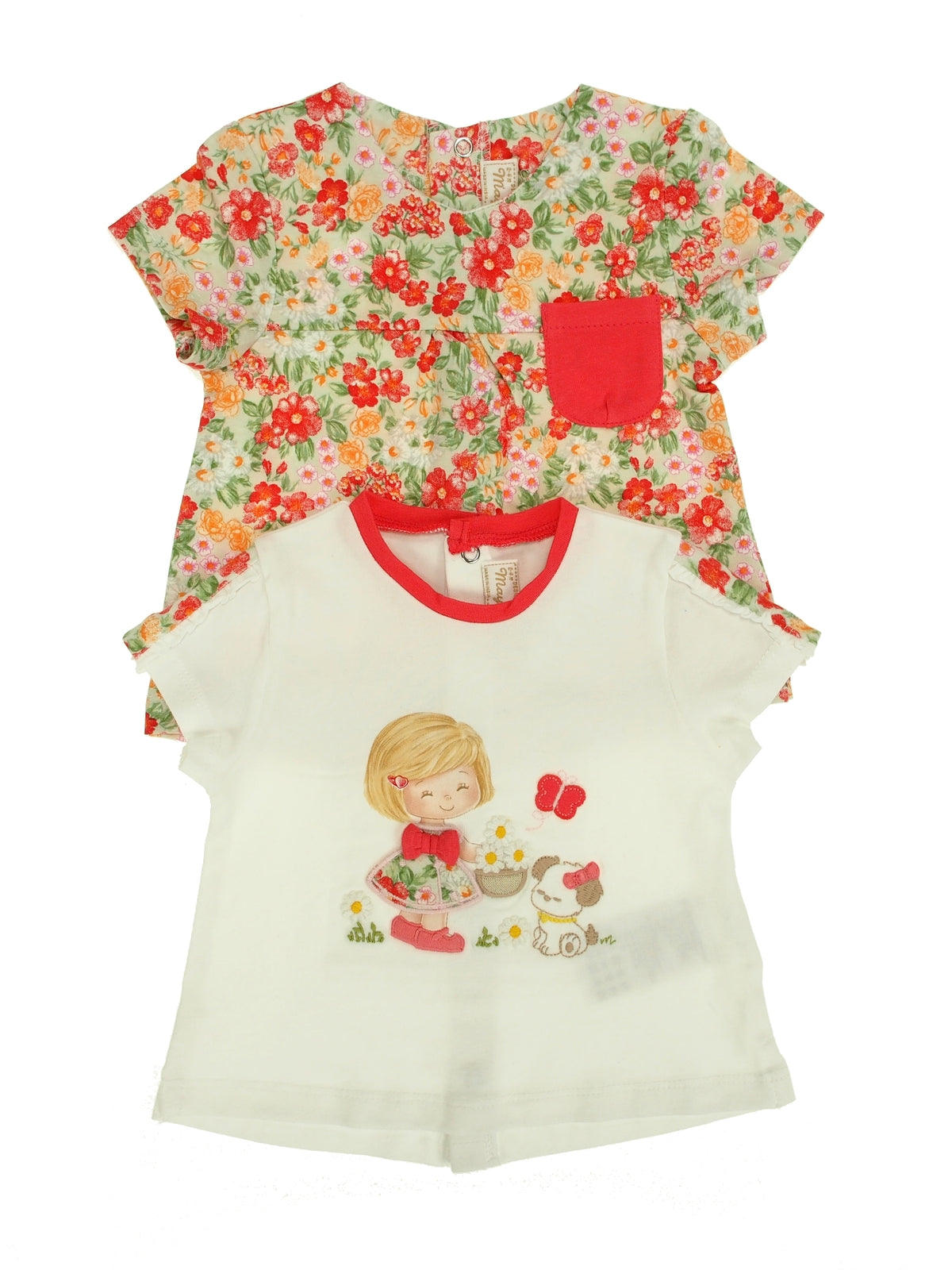 Pack 2 camisetas m/curta Coral (Vermelho)  para Bebé Menina - Mayoral