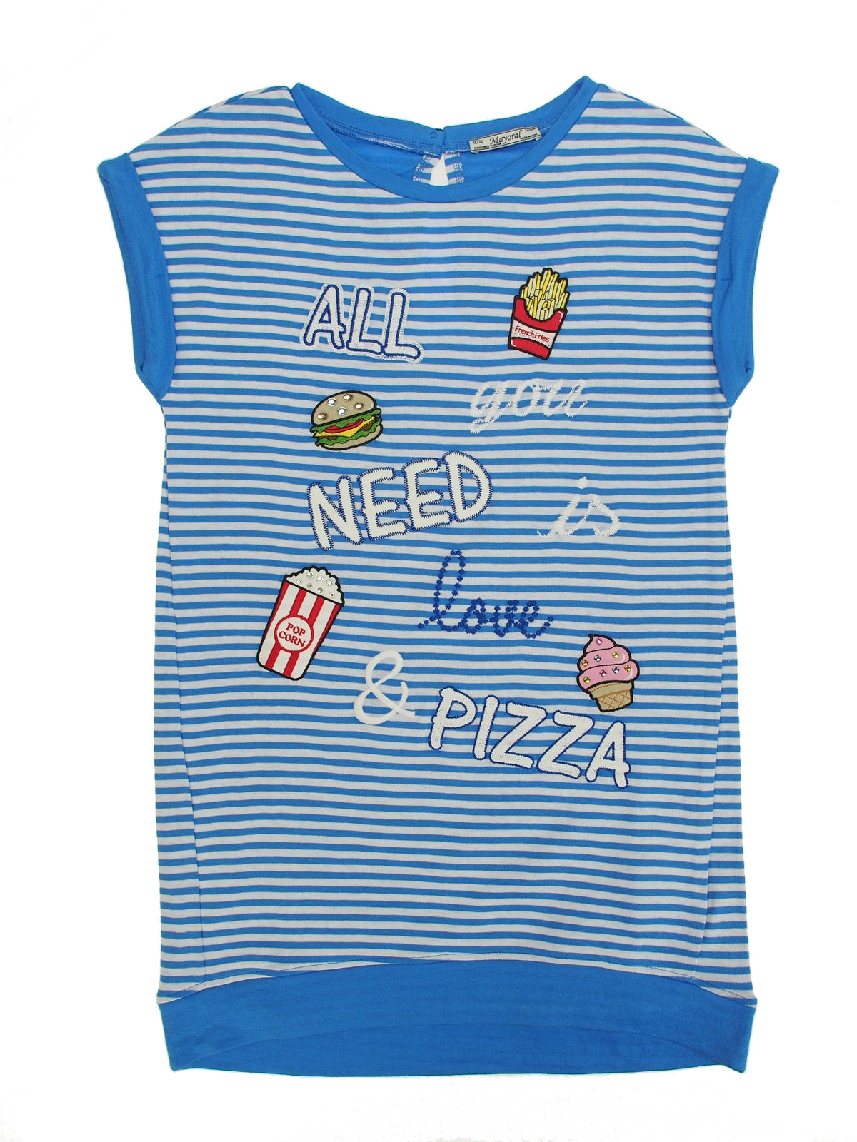 Vestido riscas bordado Azul cobal (Azul)  para Menina - Mayoral