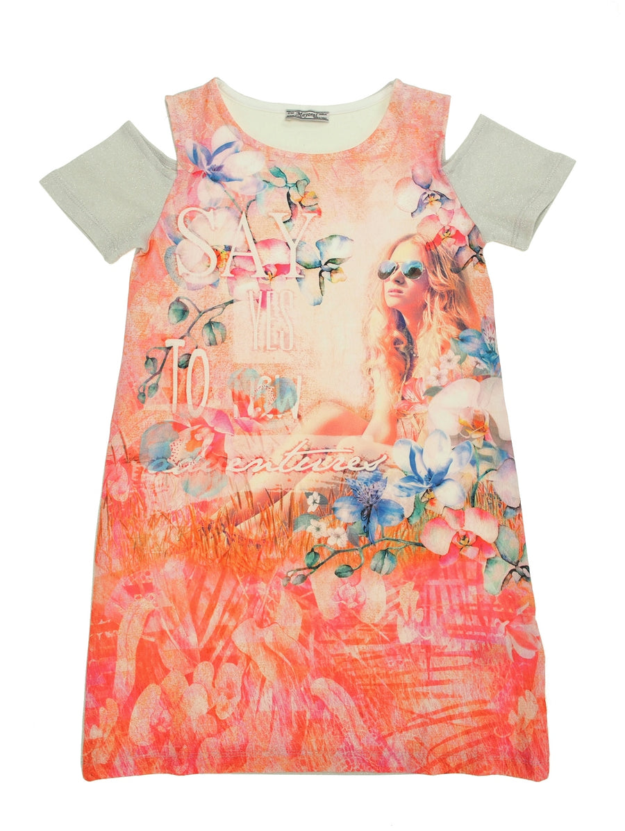 Vestido menina flores Gerânio (Vermelho)  para Menina - Mayoral