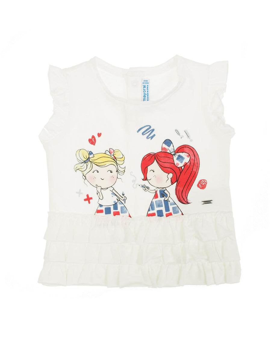 Camiseta folhos Bco-marinh (Marinho)  para Bebé Menina - Mayoral