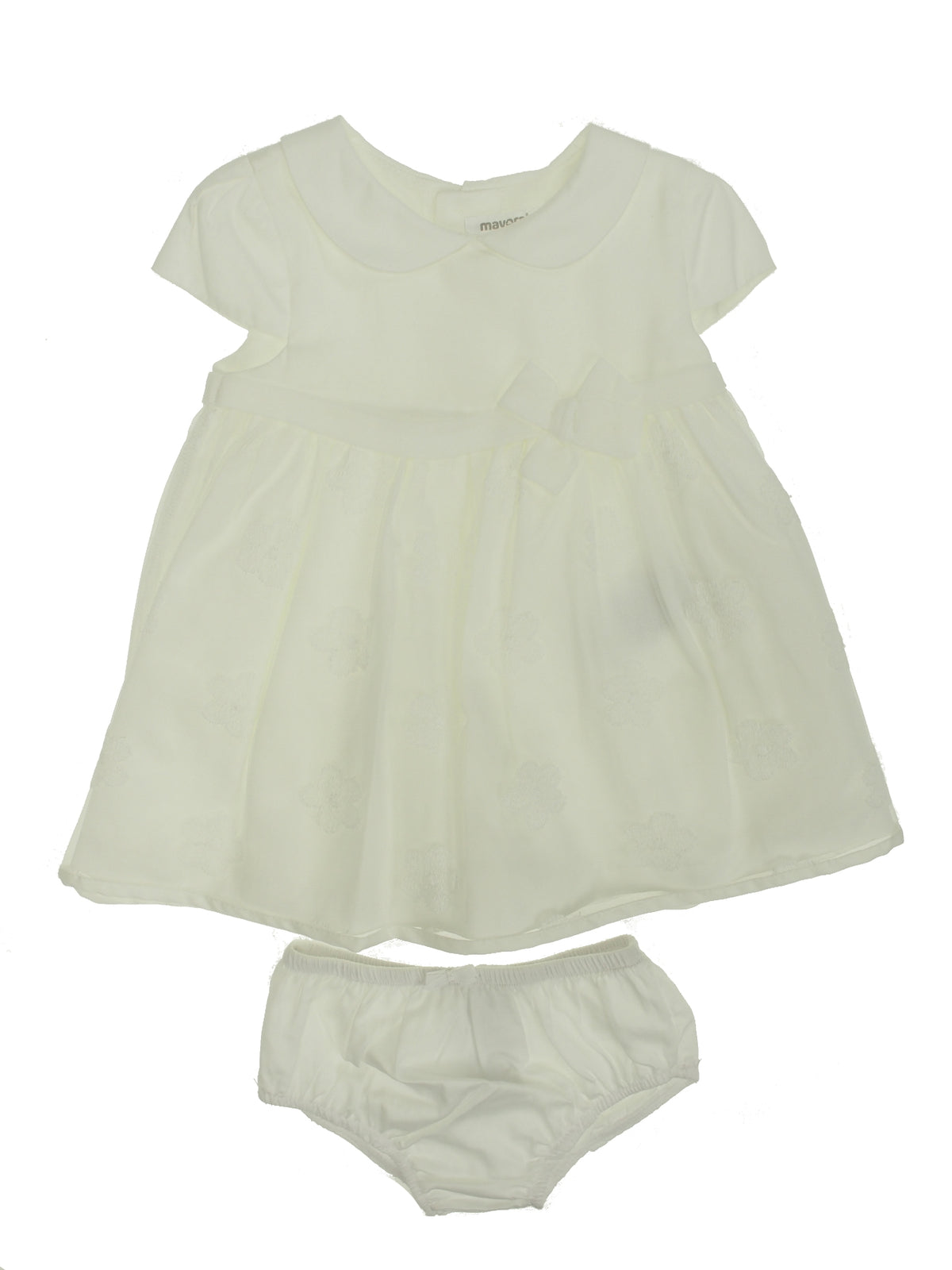 Vestido tul bordado Crú (Creme / Pérola)  para Bebé Menina - Mayoral
