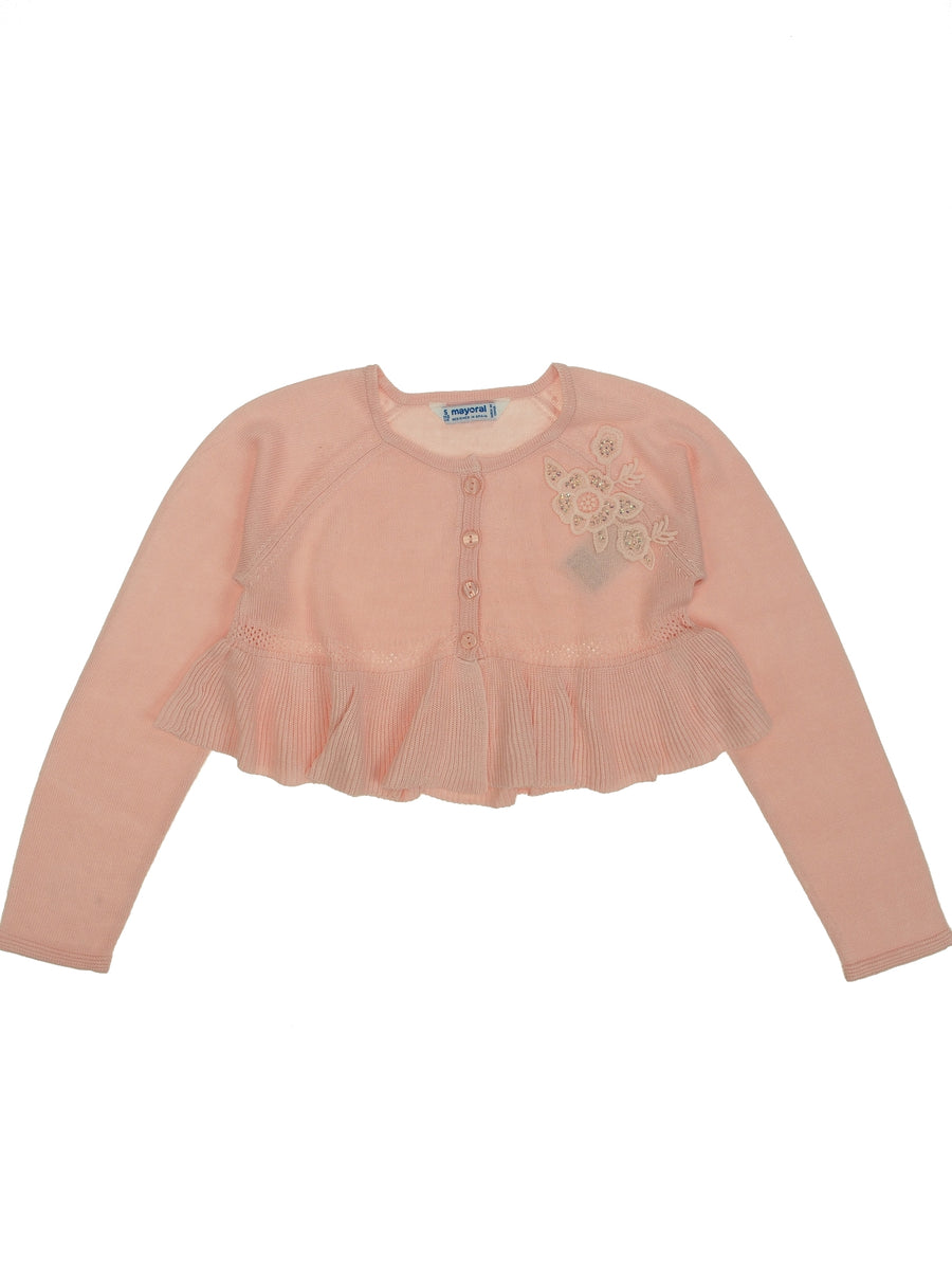 Casaco tricô flor guipur Rubor (Rosa)  para Menina - Mayoral