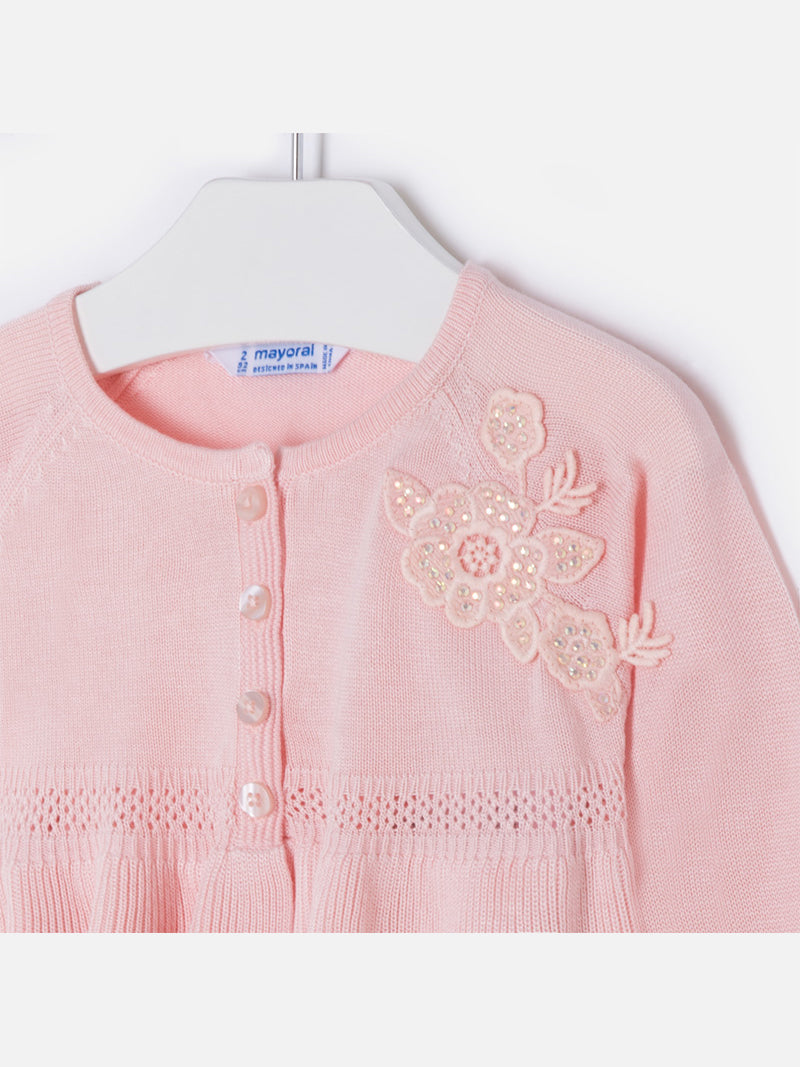 Casaco tricô flor guipur Rubor (Rosa)  para Menina - Mayoral
