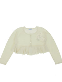 Casaco tricô flor guipur Champanhe (Dourado)  para Menina - Mayoral