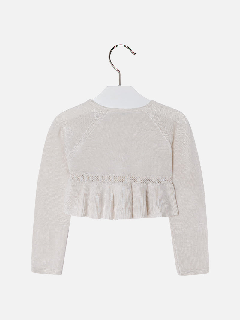 Casaco tricô flor guipur Champanhe (Dourado)  para Menina - Mayoral