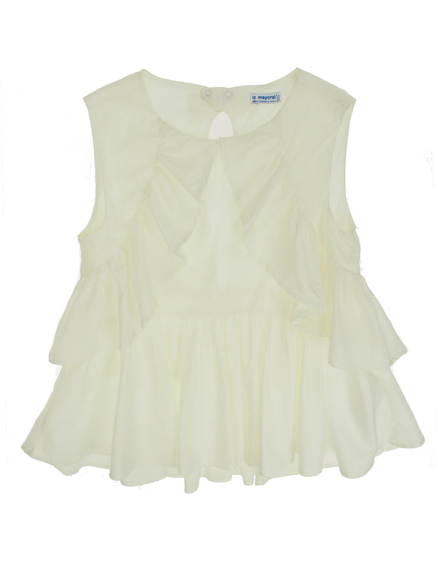 Túnica folhos Crú (Creme / Pérola)  para Menina - Mayoral