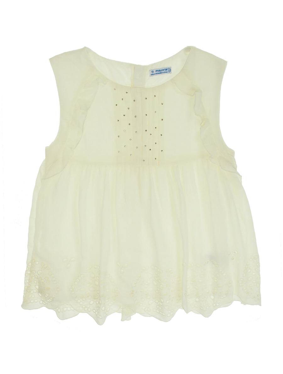 Túnica bordada Crú (Creme / Pérola)  para Menina - Mayoral