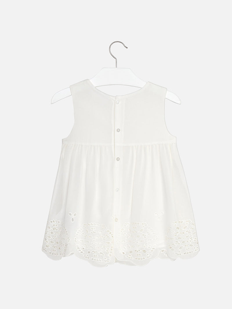 Túnica bordada Crú (Creme / Pérola)  para Menina - Mayoral