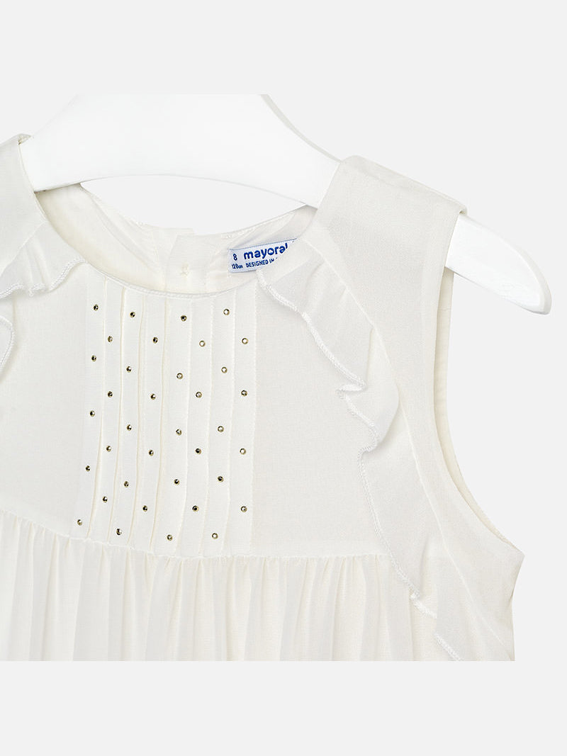 Túnica bordada Crú (Creme / Pérola)  para Menina - Mayoral