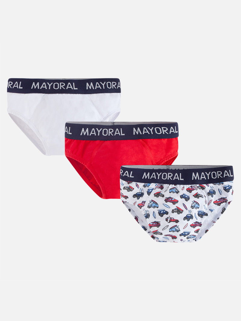 Set 3 slips estamp./lisos Cereja (Vermelho)  para Menino - Mayoral