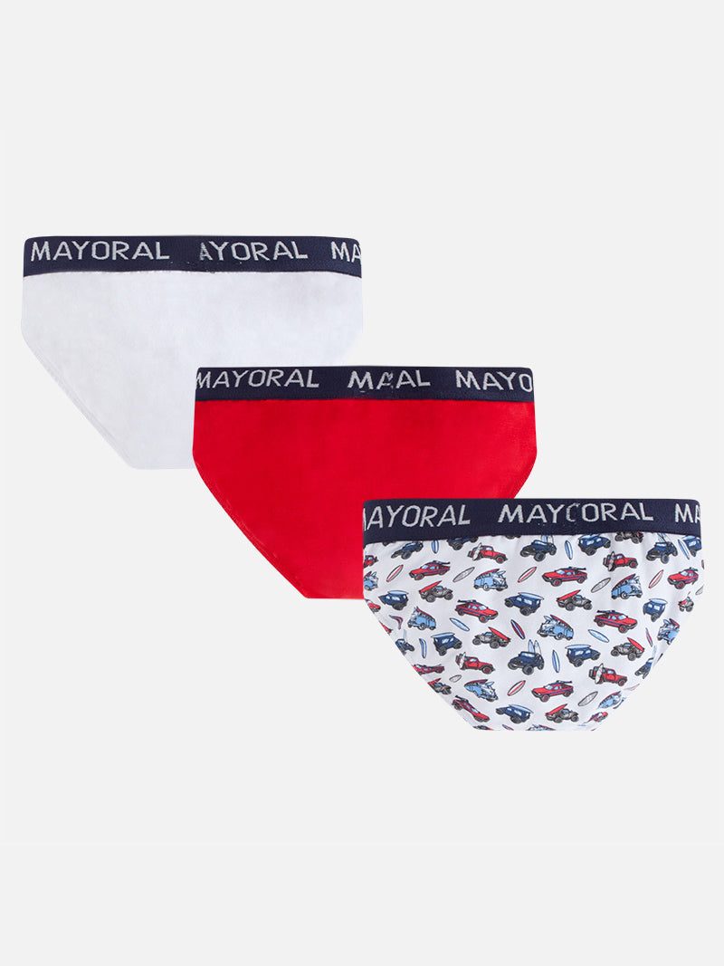 Set 3 slips estamp./lisos Cereja (Vermelho)  para Menino - Mayoral