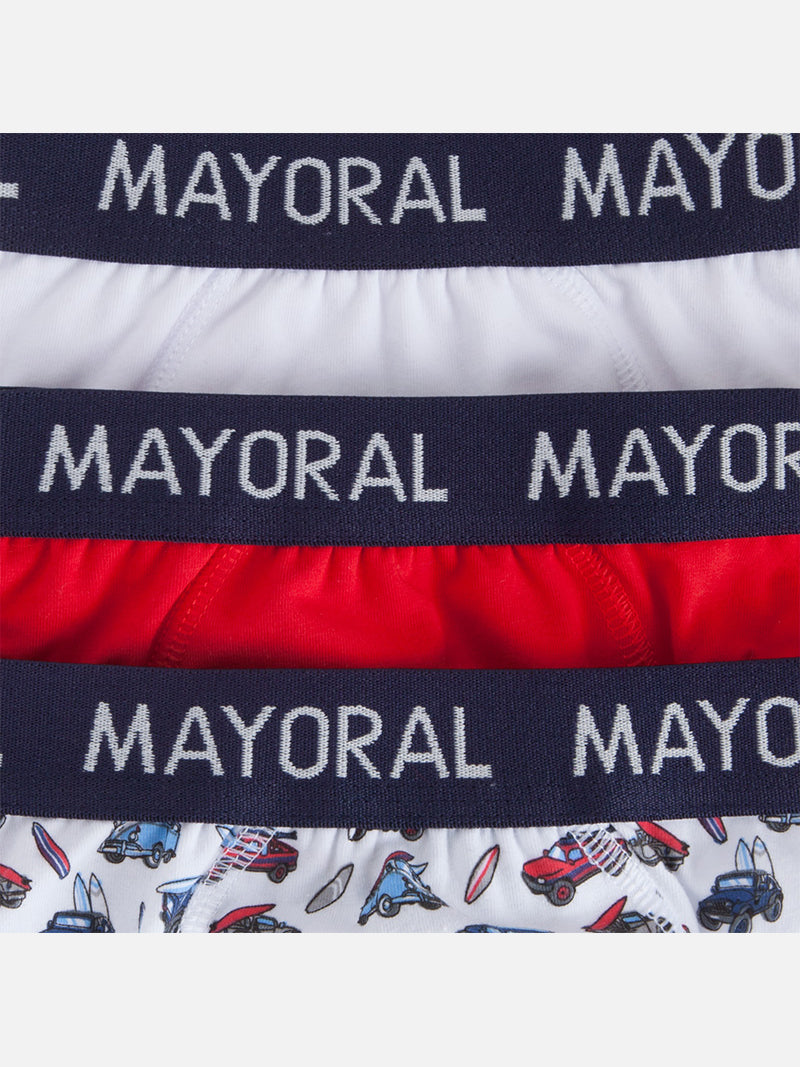Set 3 slips estamp./lisos Cereja (Vermelho)  para Menino - Mayoral