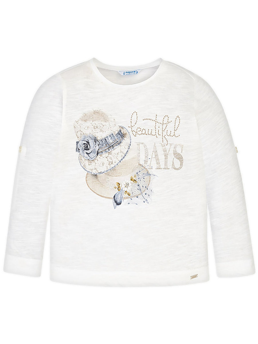 Blusa chapéus Crú (Creme / Pérola)  para Menina - Mayoral