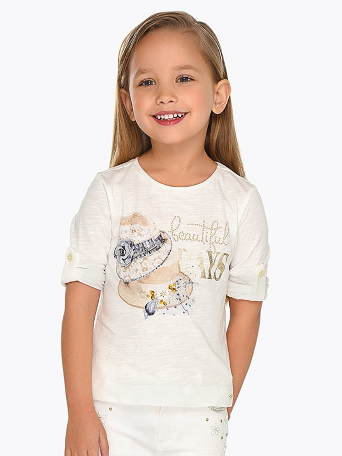 Blusa chapéus Crú (Creme / Pérola)  para Menina - Mayoral