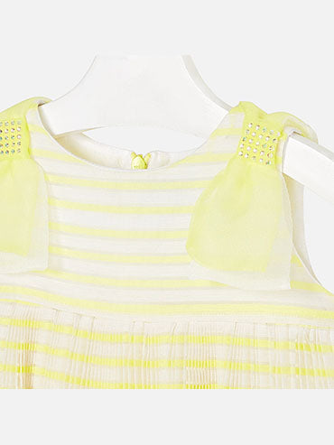 Vestido plissado laços Citrinos (Amarelo)  para Menina - Mayoral