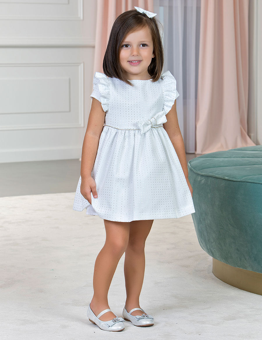 Vestido jacquard Branco (Branco)  para Menina - Abel & Lula