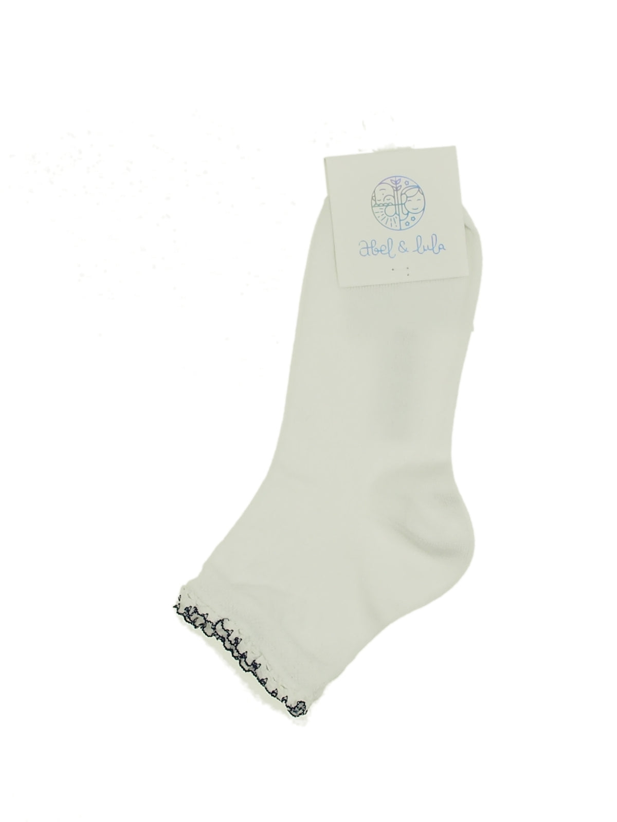Soquetes bordados Bco-marinh (Marinho)  para Menina - Abel & Lula