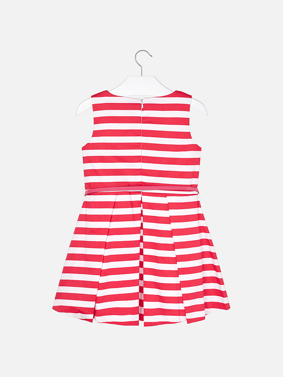 Vestido riscas c/laço Coral (Vermelho)  para Menina - Mayoral