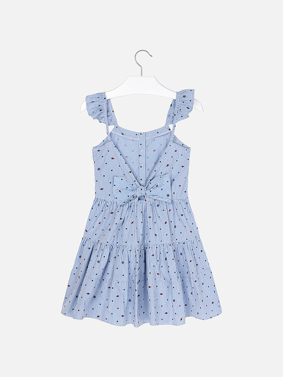 Vestido riscas c/laço Azul (Azul)  para Menina - Mayoral