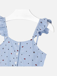 Vestido riscas c/laço Azul (Azul)  para Menina - Mayoral