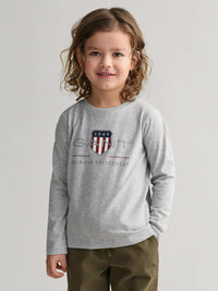 T-shirt Manga Comprida Cinza para Menino - GANT
