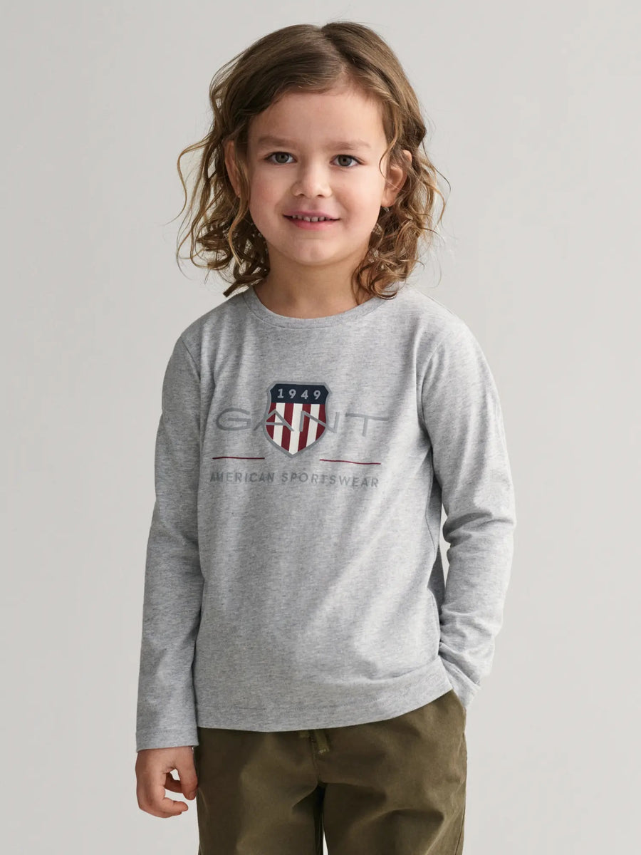 T-shirt Manga Comprida Cinza para Menino - GANT