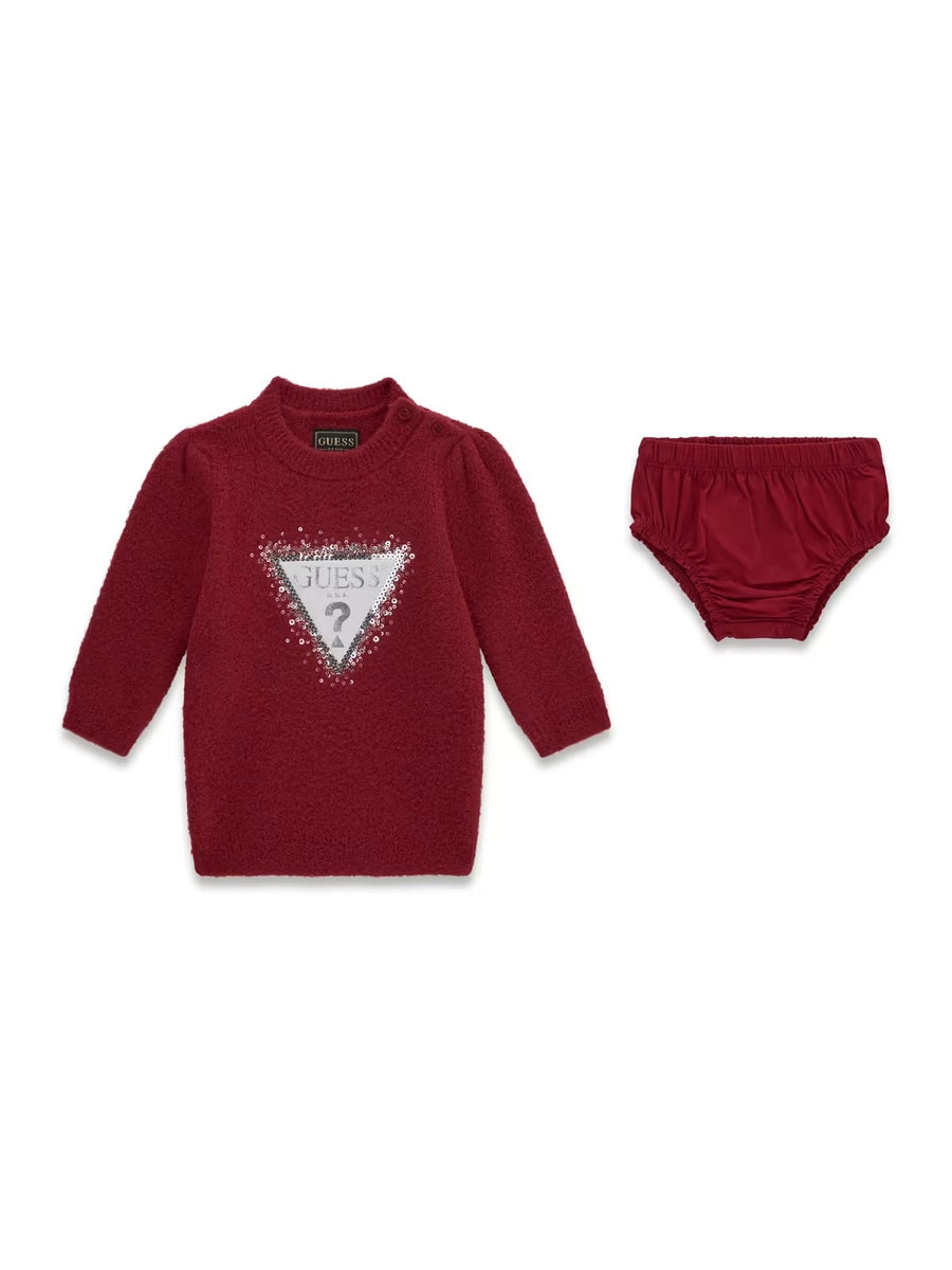 Vestido Vermelho Escuro para Bebé Menina - GUESS